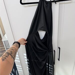 Trendy & Tipsy Black Halter Dress with Cutouts